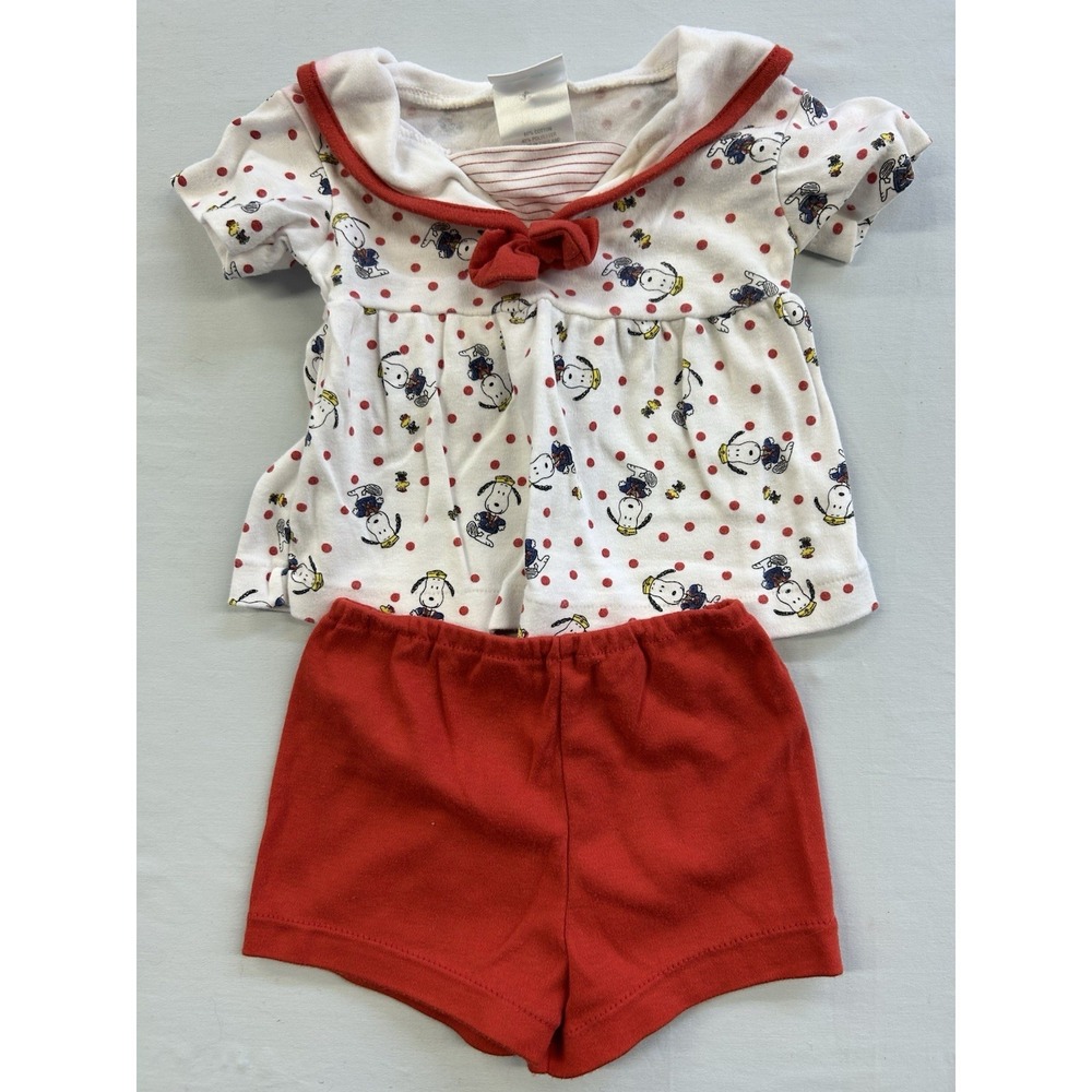 Vintage 90s Peanuts / Snoopy 2 Pc Set Shirt & Shorts Size 3-6 Months